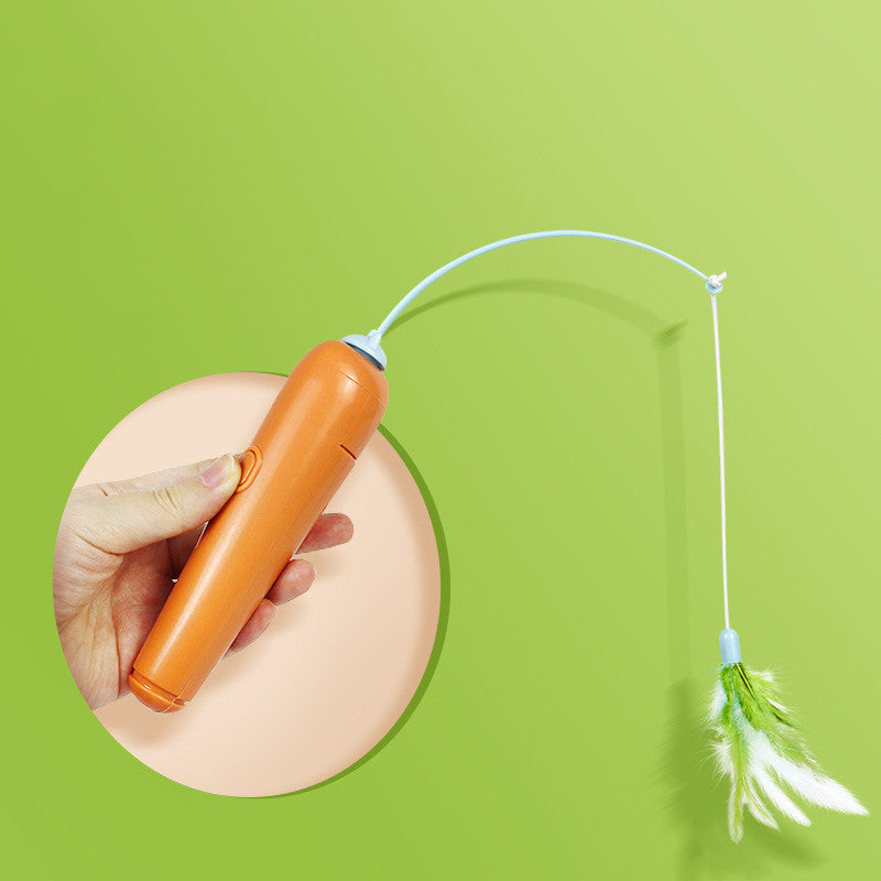 Turntable cat toy with feather and rolling ball for indoor cats