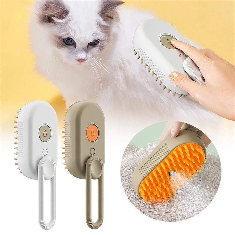 Cat and dog steam hair brush with spray and massage function