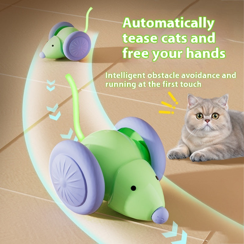 Electric mouse cat toy with intelligent obstacle detection