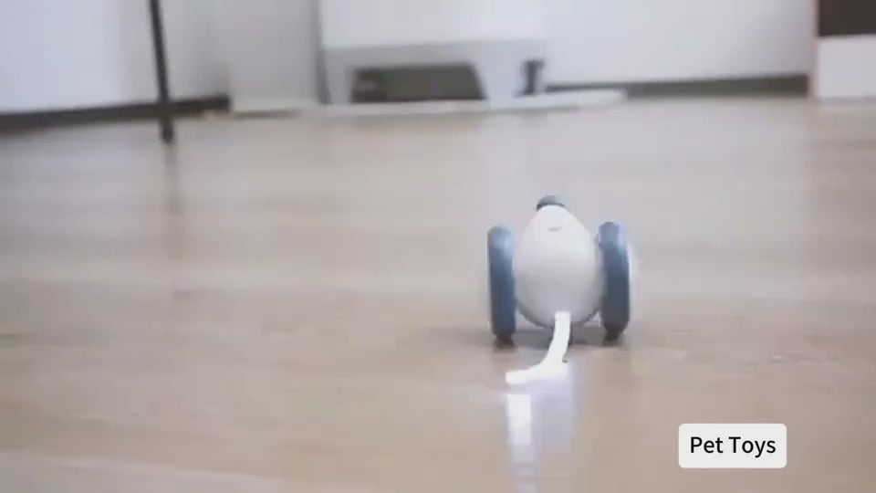 Interactive mouse teaser car toy with obstacle detection for cats