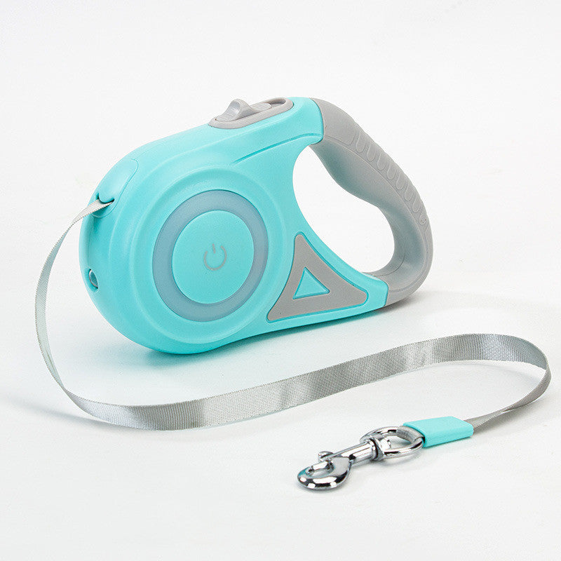 Retractable dog leash with ergonomic handle and collar