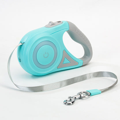 Retractable dog leash with ergonomic handle and collar