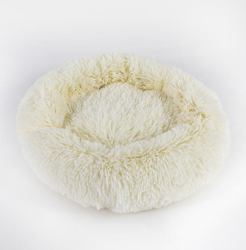 Round plush calming dog bed for small dogs