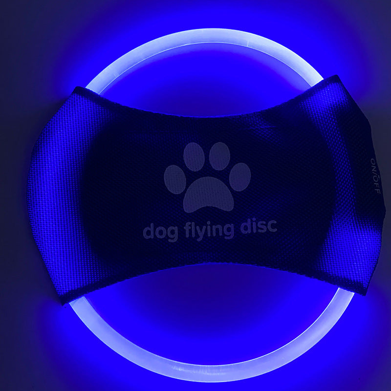 Glowing LED dog disc for safe evening play and exercise
