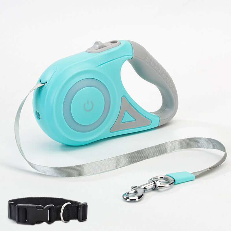 Automatic pet leash with LED spotlight and collar for dogs