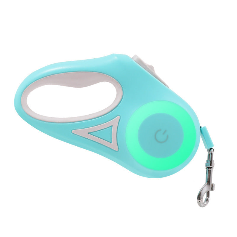 Dog and cat retractable leash with collar and LED light
