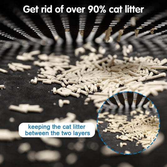 Non-slip double rice grain pet litter mat for cats