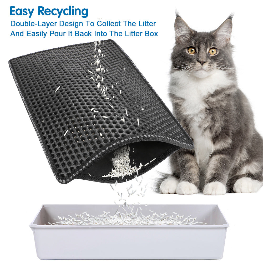 Waterproof double rice grain cat litter mat for small pets