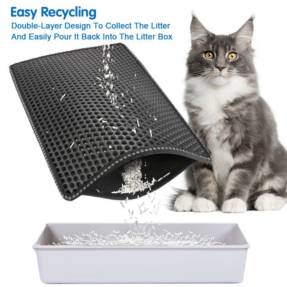 Waterproof double rice grain cat litter mat for small pets