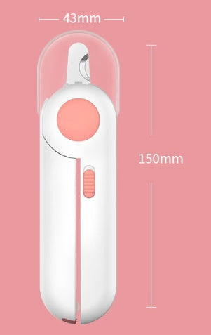 Pet grooming LED nail trimmer with protective safety guard