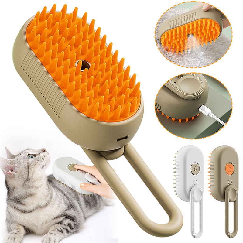 Electric spray cat brush for removing loose fur and knots