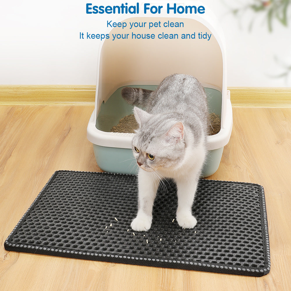Cat litter mat with double rice grain texture for easy cleaning