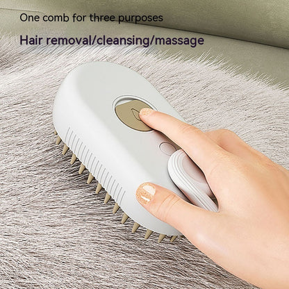 Steamy dog brush with spray function for pet hair care
