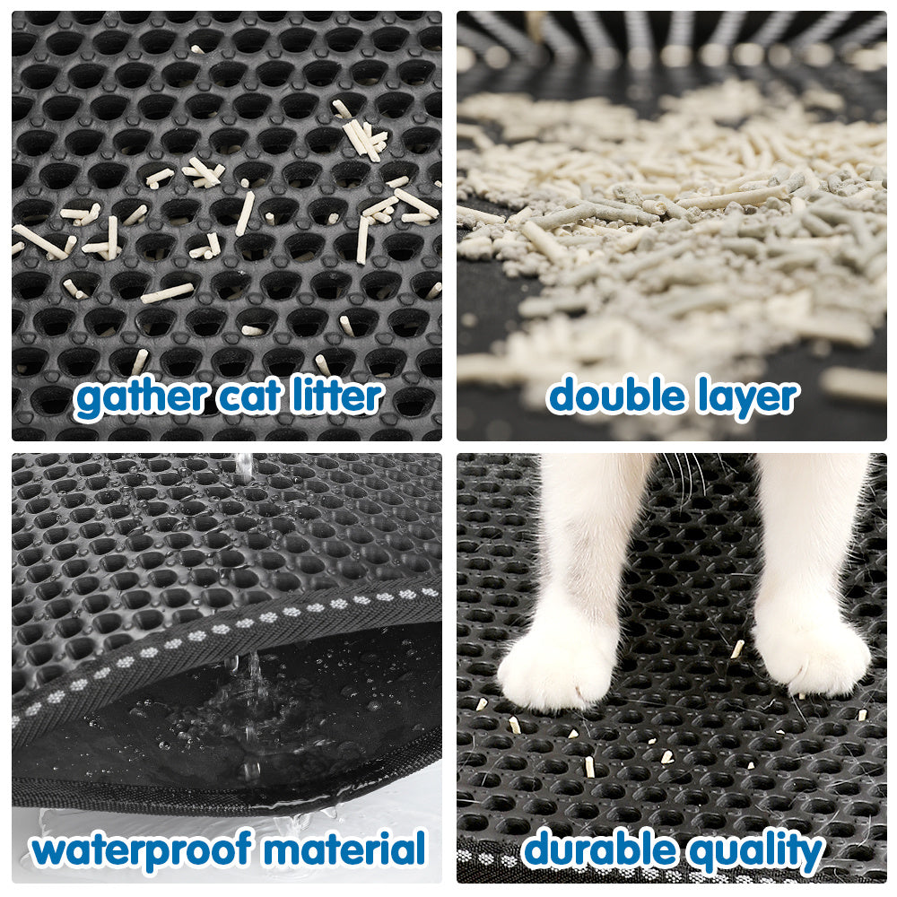 Pet-friendly double rice grain litter mat for cats and dogs