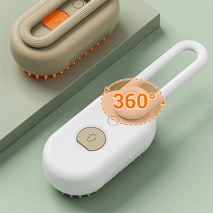 Cat hair steam brush with massage and grooming features