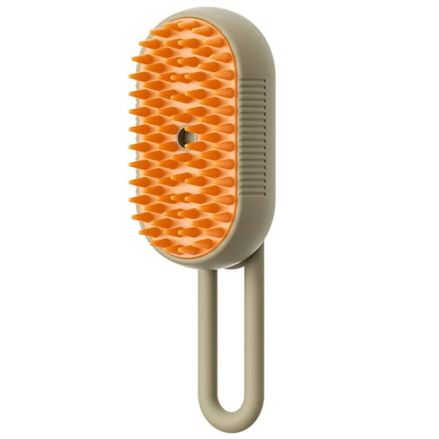 Cat steam hair brush for easy grooming and fur removal