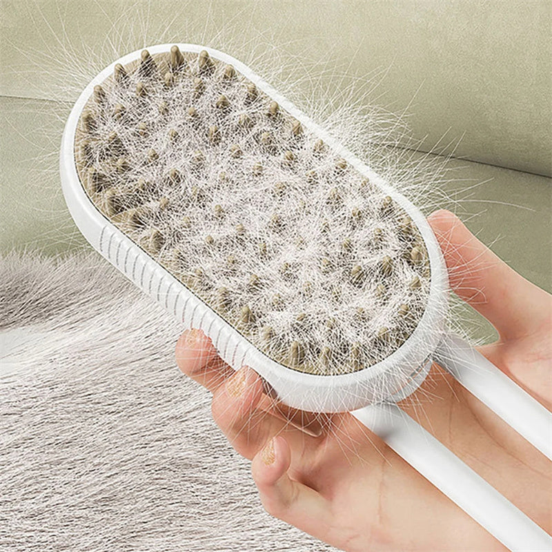 3-in-1 pet grooming steam brush for cats and small dogs