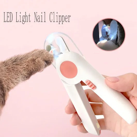 LED pet nail clipper with safety guard for cats and dogs