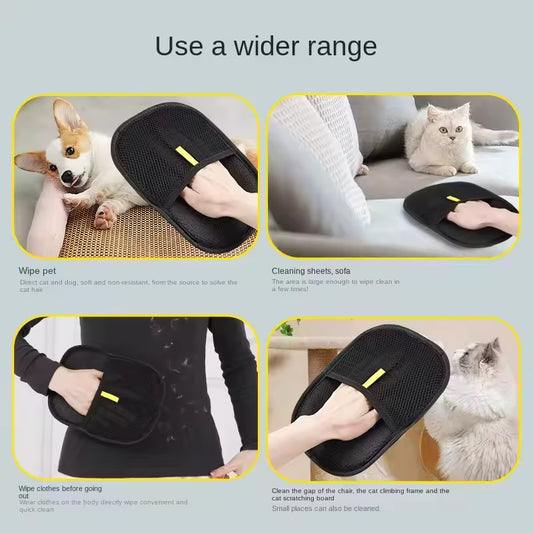 Hair remover grooming glove for shedding cats and dogs