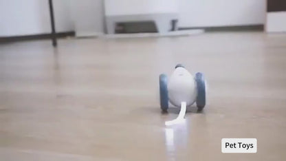 Interactive mouse teaser car toy with obstacle detection for cats
